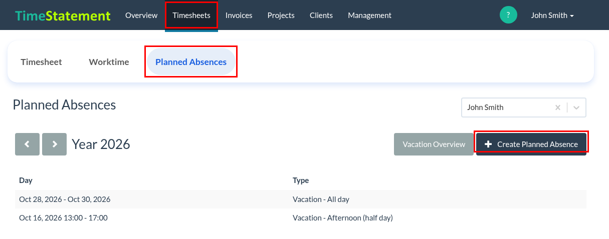 Planned Absences