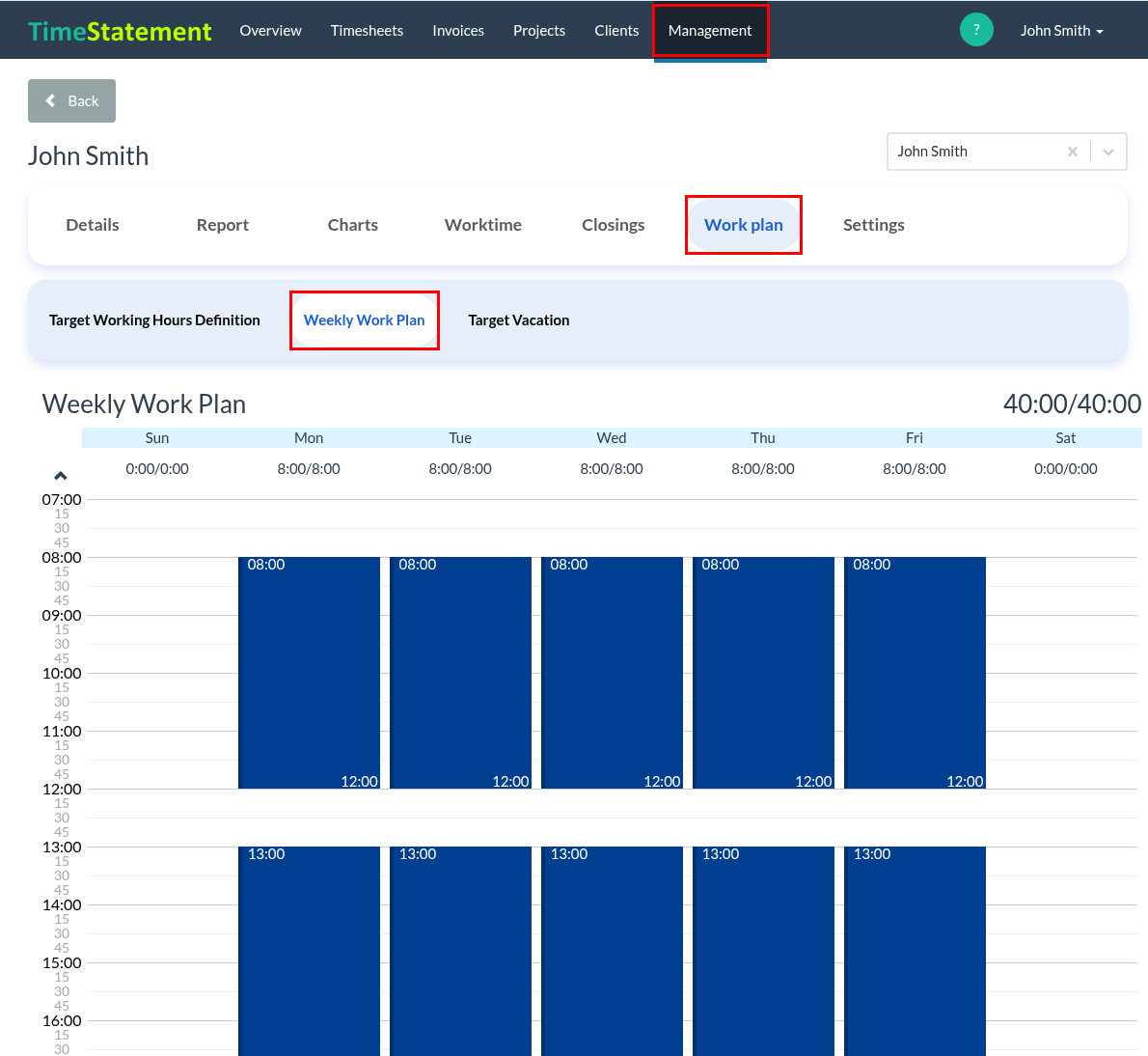 How do I adjust the weekly work plan?