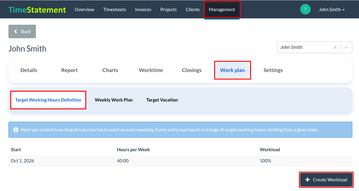 How do I set up an employee's work plan?