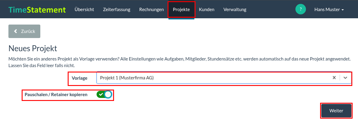 Pauschalen / Retainer kopieren