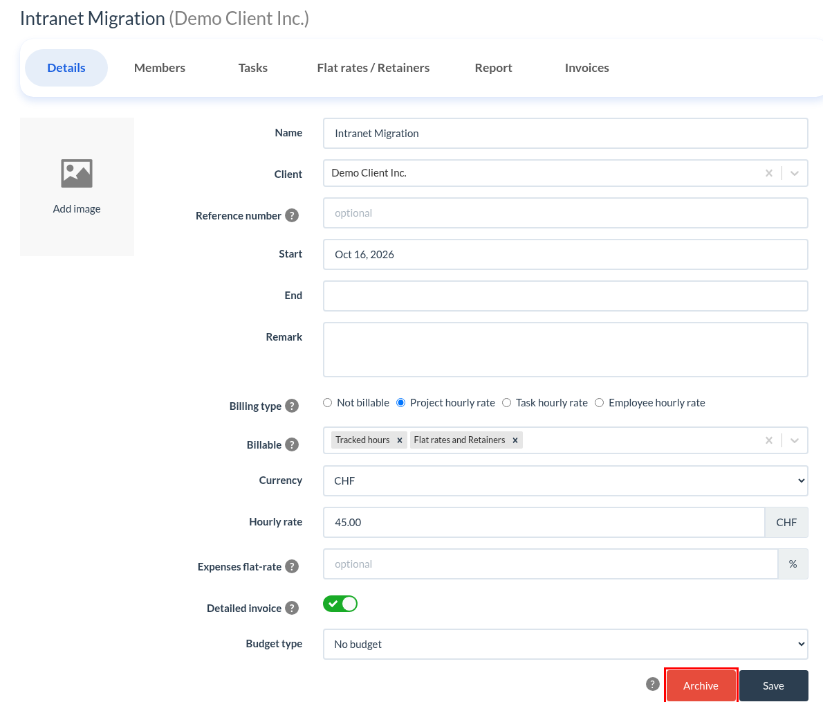 Archiving and restoring projects