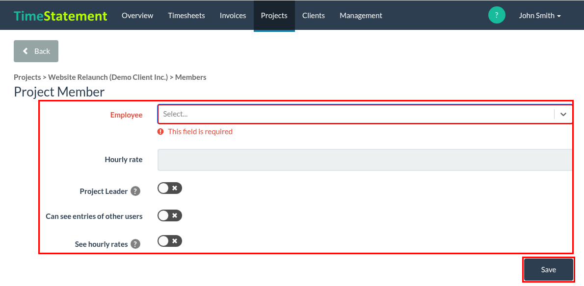 How do I add employees to a project?