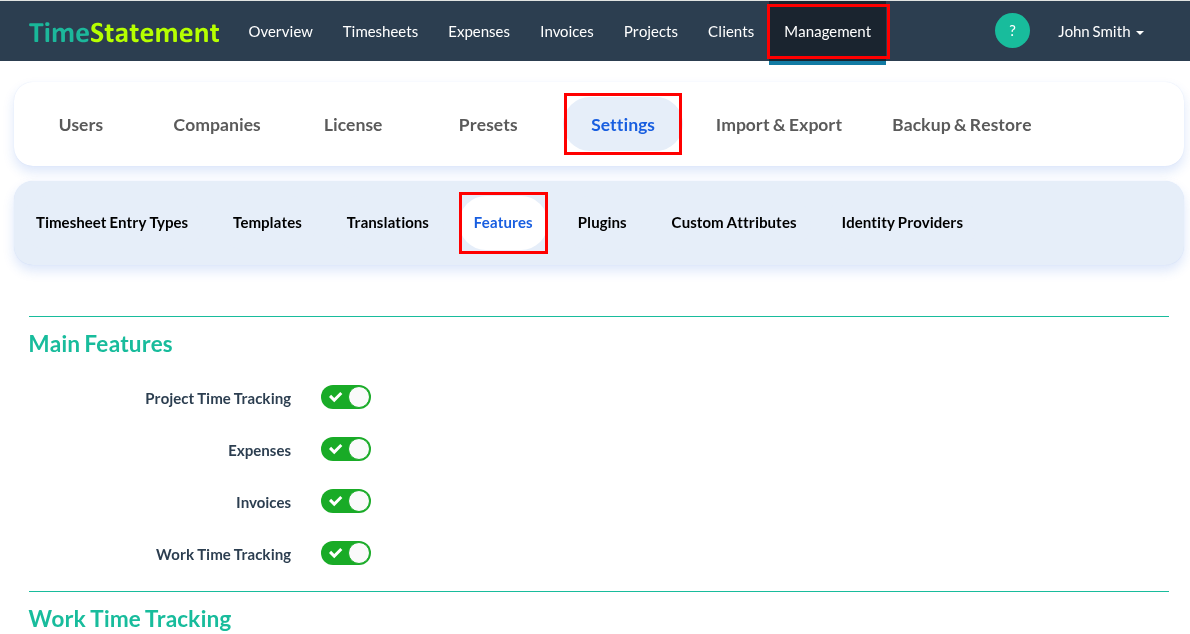 How do I record my project time, including the right settings?