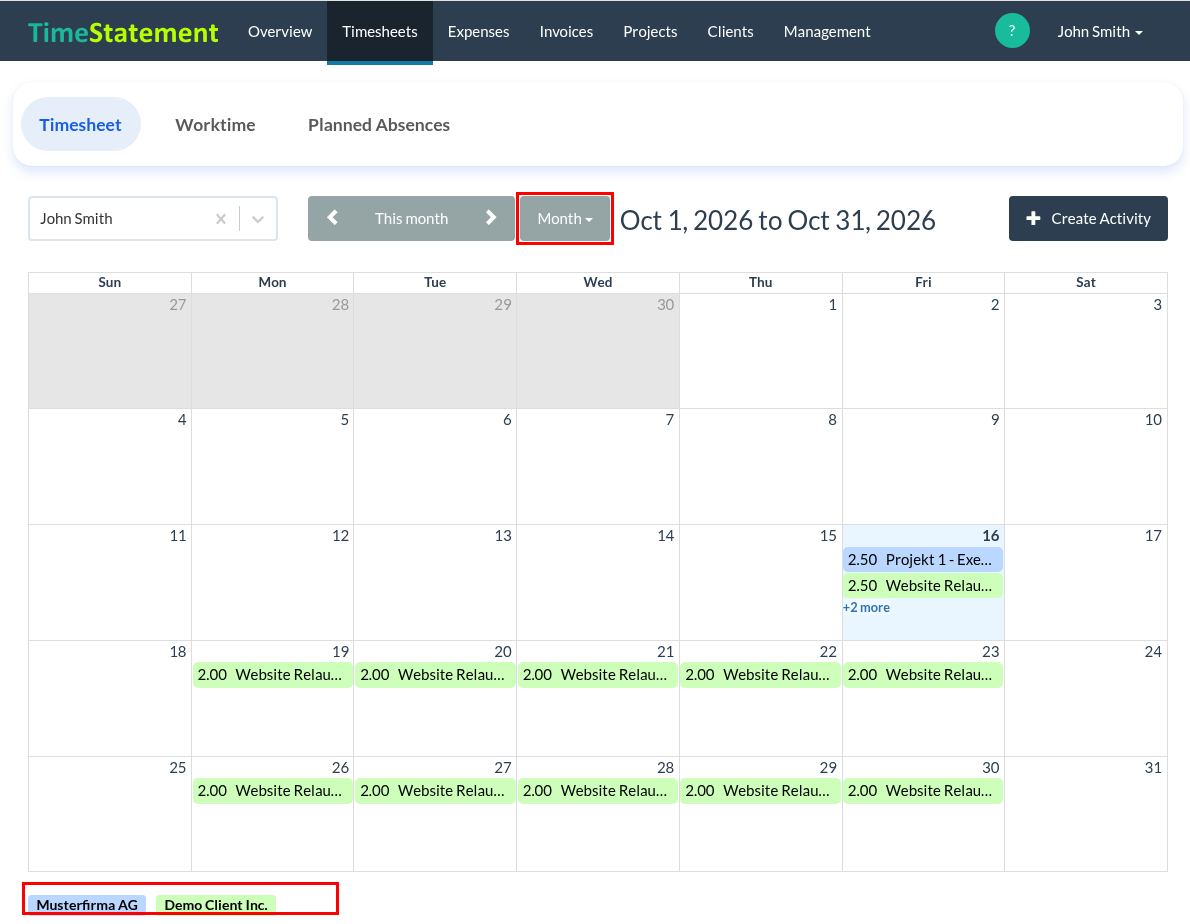 How do I record my project time, including the right settings?