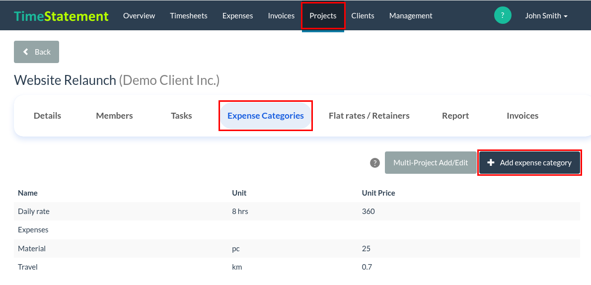 How do I record expenses for clients and internally?