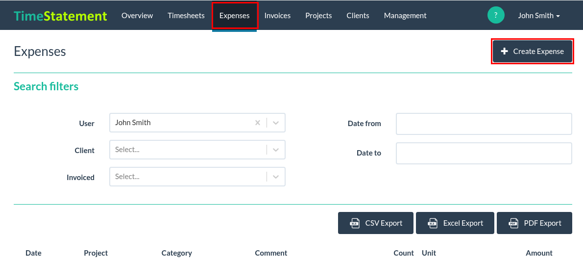 How do I record expenses for clients and internally?