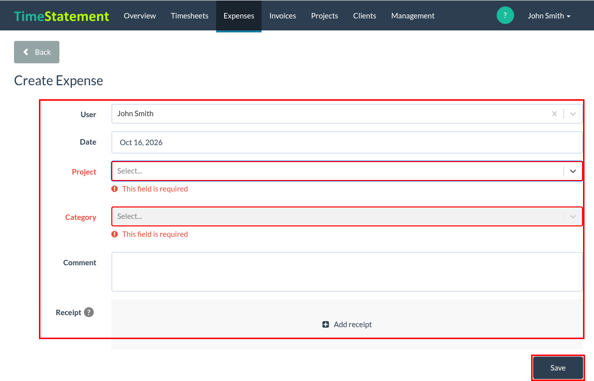 How do I record expenses for clients and internally?