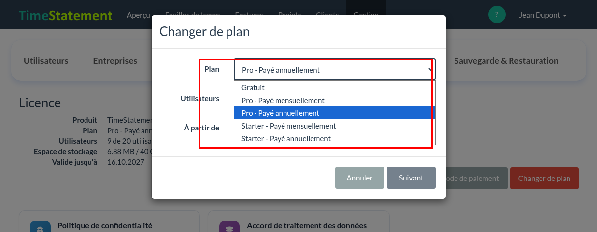 Changer de plan – plan