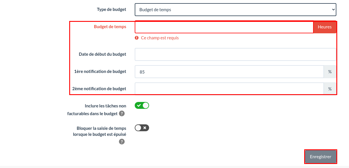 Budget du projet