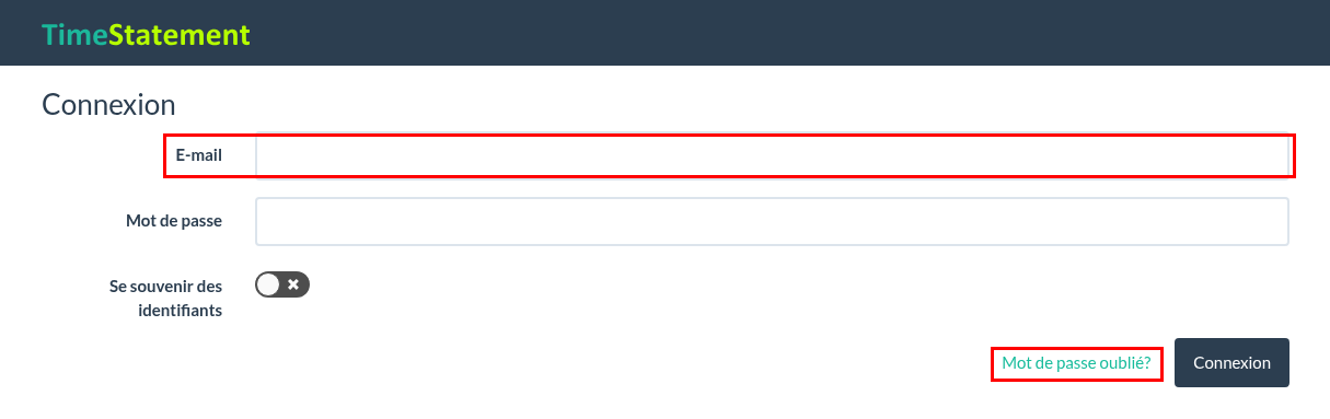 Connexion – mot de passe oublié