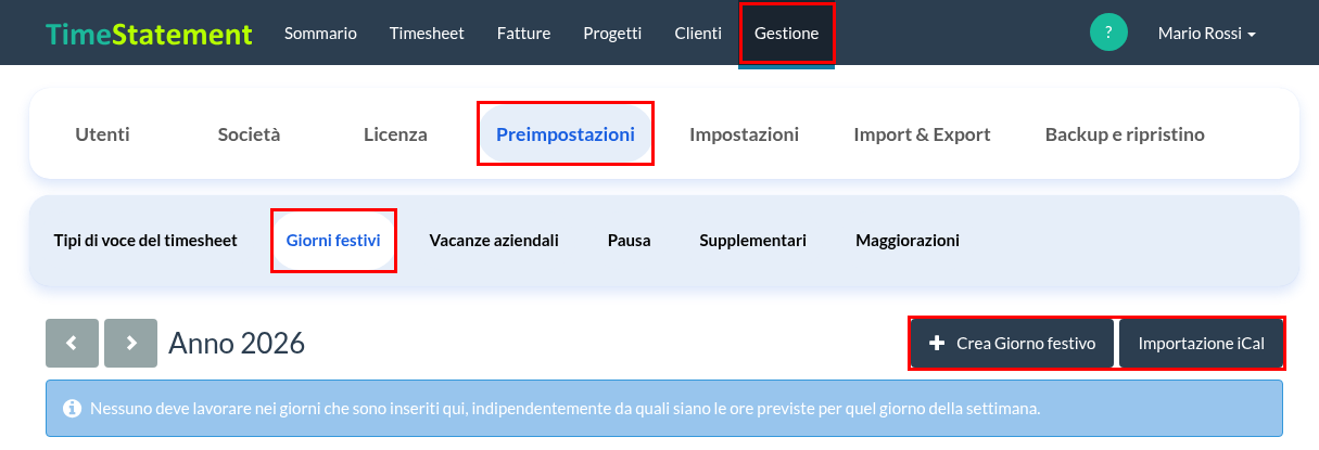 Crea Giorno festivo