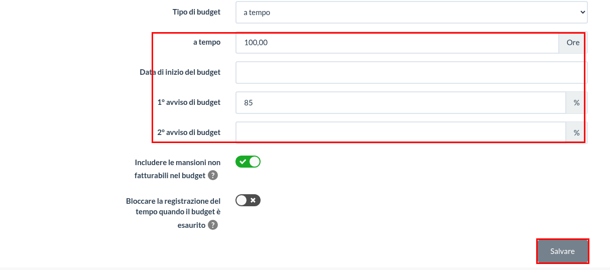 Budget a tempo