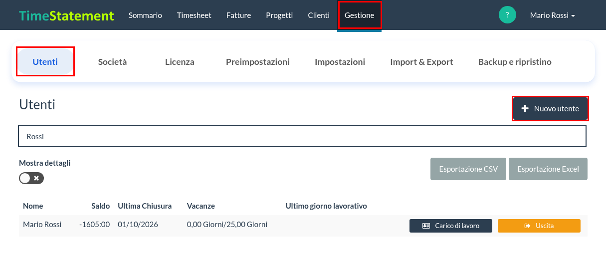 Nuovo utente