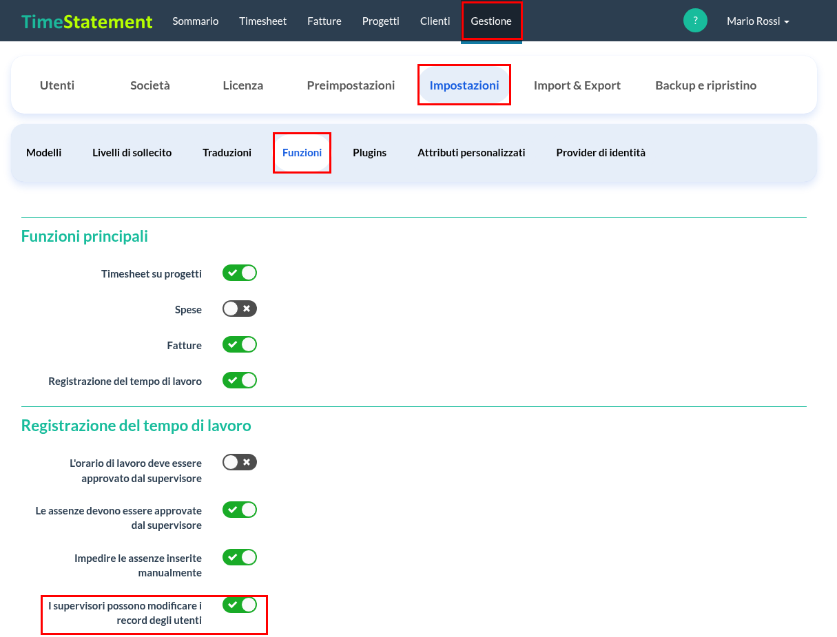 I supervisori possono modificare i record degli utenti