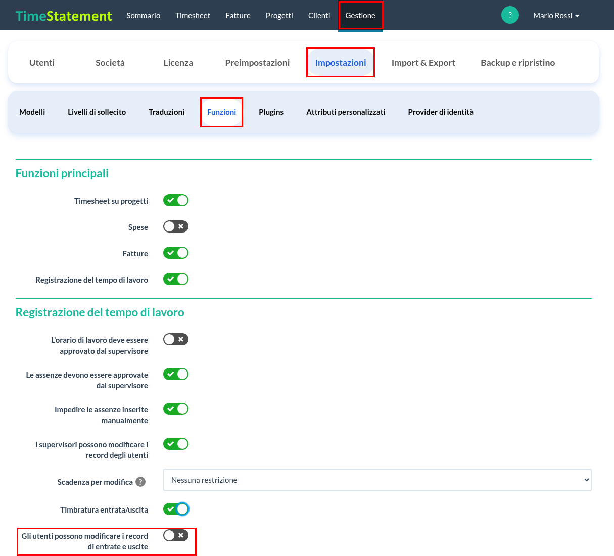 Gli utenti possono modificare i record di entrate e uscite