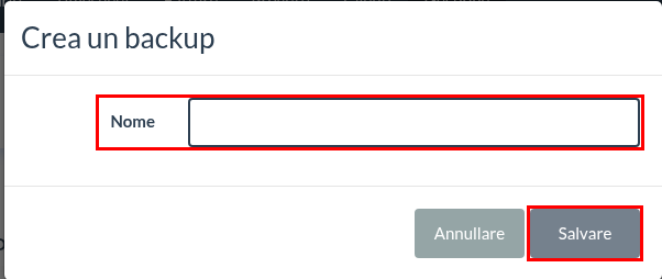 Crea un backup